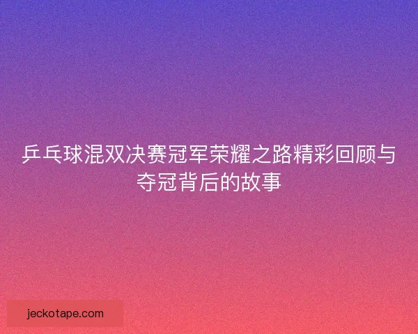 乒乓球混双决赛冠军荣耀之路精彩回顾与夺冠背后的故事